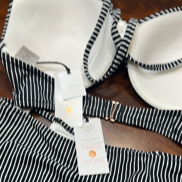 Shade & Shore Black and White Striped Bikini Set - Picture 4 of 5